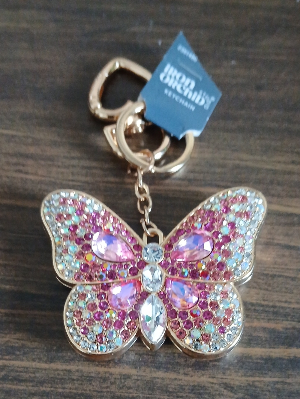 Crystal Butterfly Keychain - Pink Multicolor Accents